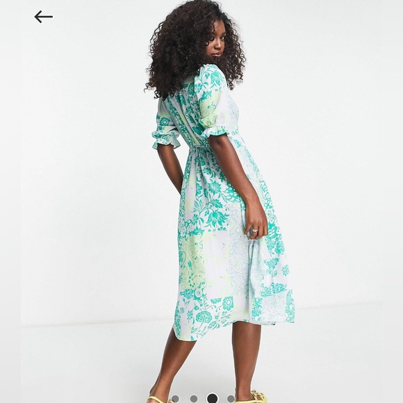 NWT ASOS DESIGN tie front midi tea dress Size 12 - Picture 2 of 7